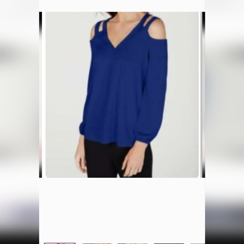 Women's Blue Cold Shoulder Blouse
